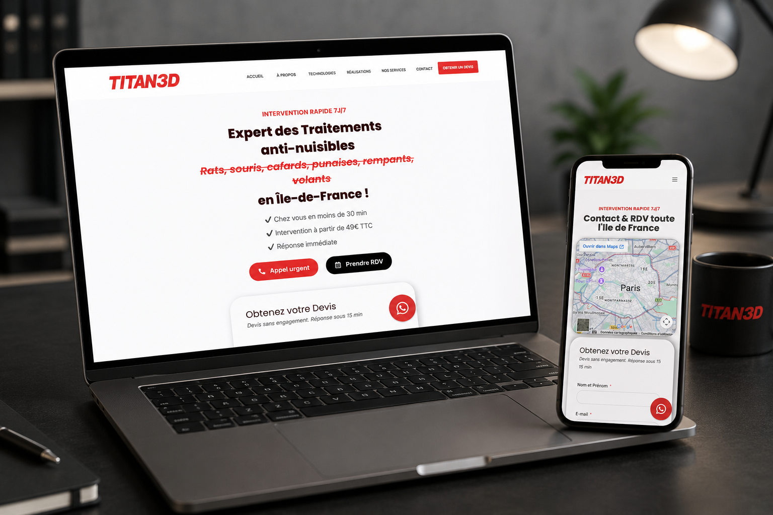 Refonte site vitrine expert nuisibles 3DTitans par Pépiweb